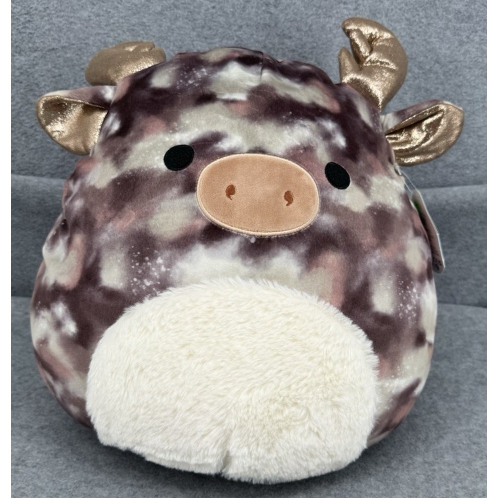 Squishmallows Kellytoy Moose Plush Stuffed Animal Brown Tie Dye Gold Antlers
